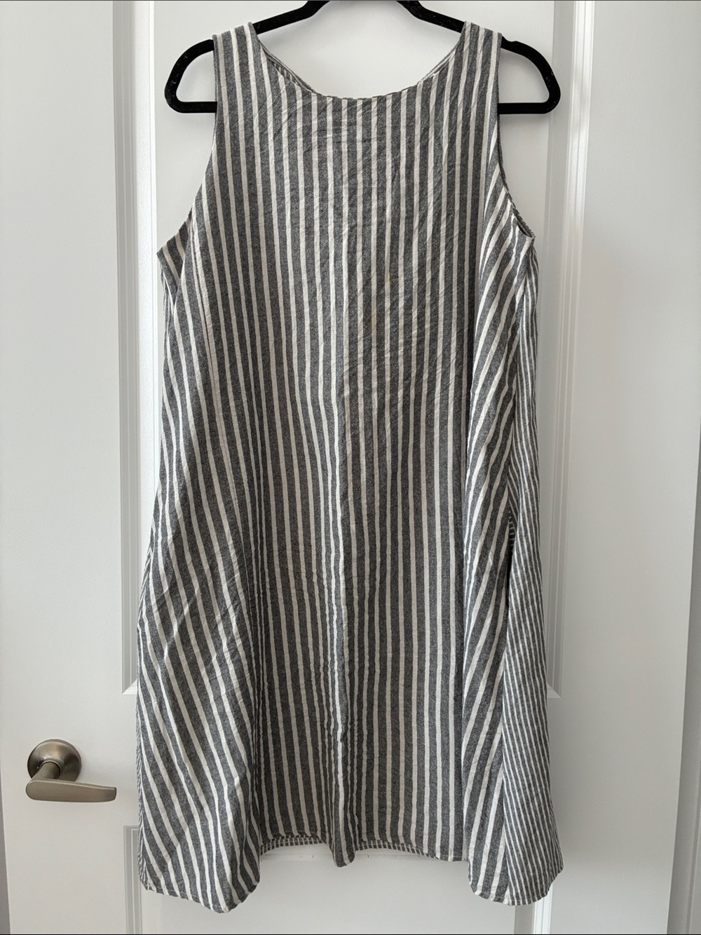 Amelie Milano OS Cotton Striped Sleeveless Dress - Gray/White